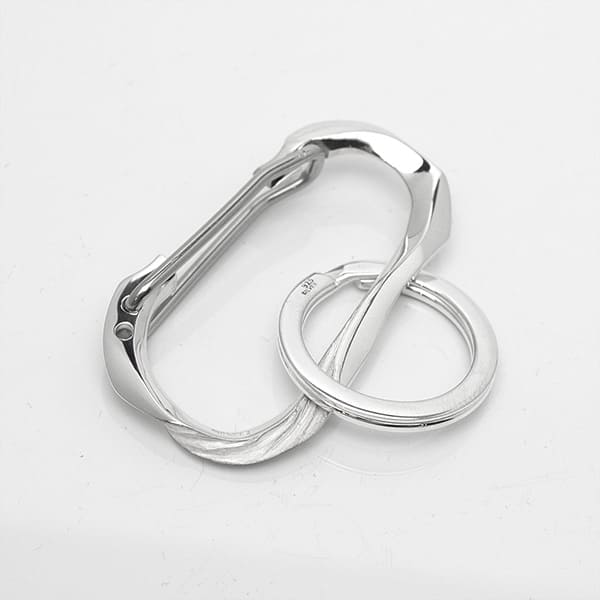 送料無料【Lifestyle Design Lab】カラビナフック キーホルダー 銀製 シルバー キーリング付き [2CL-LK1SVR]