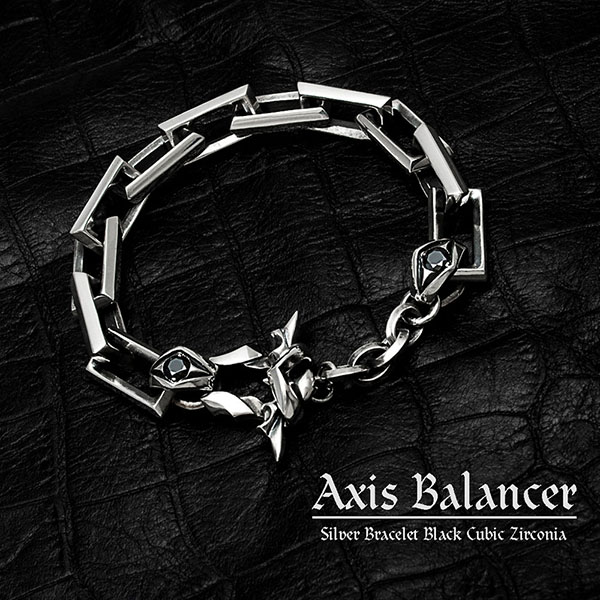 送料無料 【Axis Balancer】　シルバーブレス 選べる天然石 ～ブラックキュービックジルコニア／キュービックジルコニア～ [DB-081]