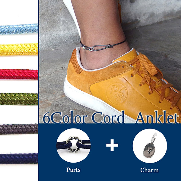 【配送選択可。ネコポス便は送料無料（指定日・ギフト不可）】【選べるカラー】 ユニセックス アンクレット チャーム イニシャル  [DG-097]