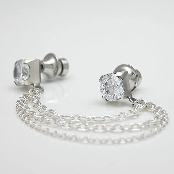 送料無料 【Glass】　キュービックジルコニア×シルバーラペルピン [DK-035CZ]