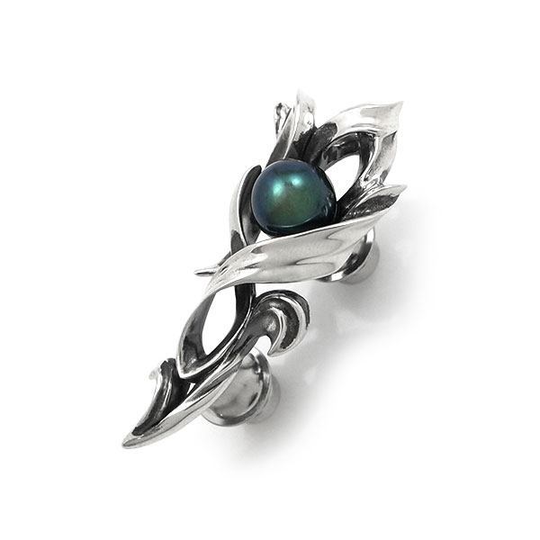 送料無料 【Dice】　ブラックパール×シルバーラペルピン  [DK-055]