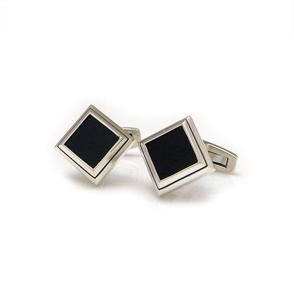 送料無料 【Glass】　オニキス×シルバーカフスボタン [DK-077OX]