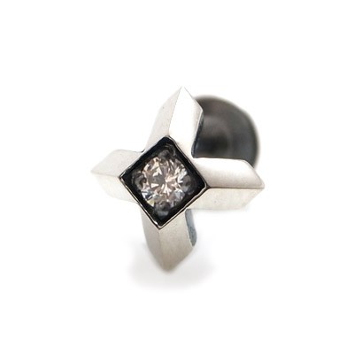 【配送選択可。ネコポス便は送料無料（指定日・代引き・ギフト不可）】【Glass】　クロス キュービックジルコニア シルバーピアス [DP-089CZ]