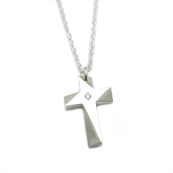 送料無料 【Glass】　選べる誕生石　クロス ストーン×シルバーペンダント [DT-469]