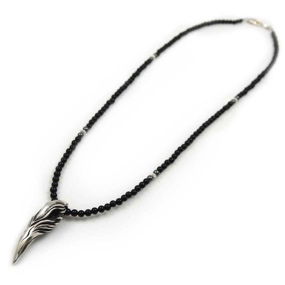 D Four Rosso メンズ シルバー オニキスビーズ ネックレス Rudo