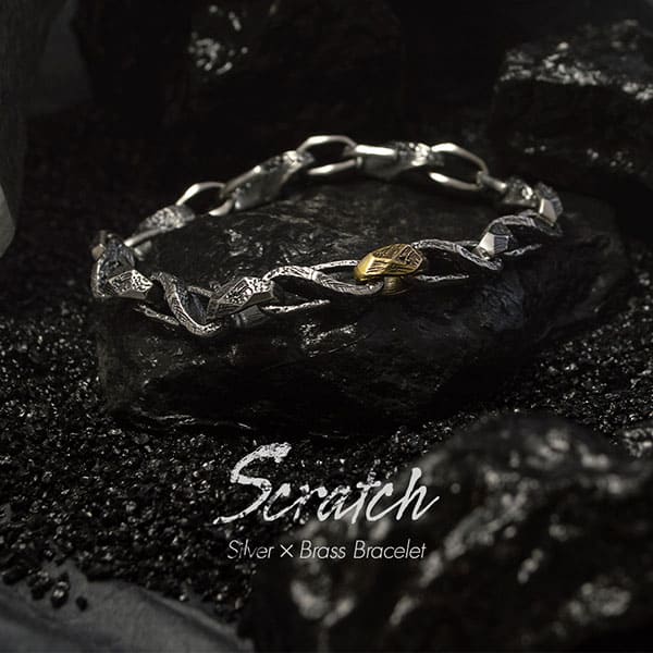 送料無料 【Scratch】シルバー×真鍮ブレスレット  メンズ [DB-191]