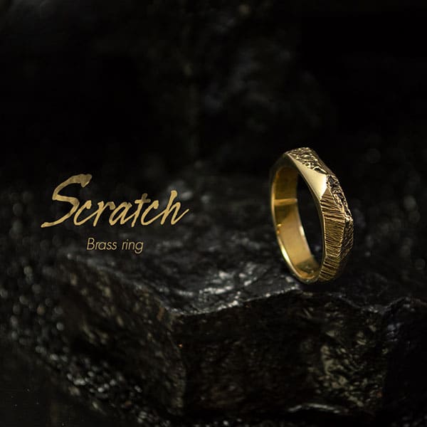 送料無料  名入れOK メンズ 真鍮リング　BRASS 「Scratch」   [DR-368]