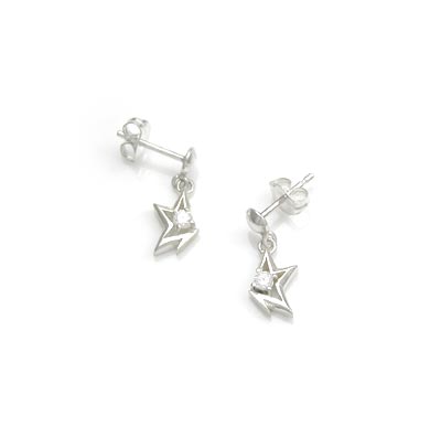 【配送選択可。ネコポス便は送料無料（指定日・ギフト不可）】【Glass】　スターモチーフ キュービックジルコニア×シルバーピアス ペア価格 [DP-056]